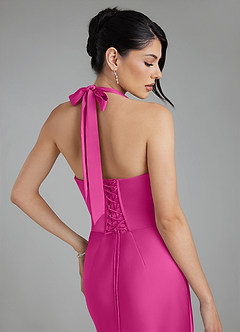 Azazie Torrance Bridesmaid Dresses Fuchsia Mermaid Corset Stretch Satin Dress image2