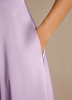 Azazie Niles Mother of the Bride Dresses Frosted Lilac A-Line Trains Stretch Satin Dress image9