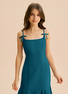 Azazie Evey Junior Abito Sirena in Chiffon Plissettato Blu Inchiostro image6