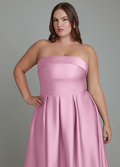 Azazie Lucienne Bridesmaid Dresses Candy Pink A-Line Strapless Stretch Satin Convertible Dress image13