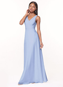 Azazie Nala At-home Try On Dresses Agave A-Line Pleated Chiffon Dress image3