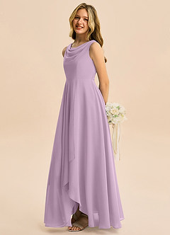 Azazie Mannie Junior Robe Trapèze en Mousseline de soie Plissée Glycine image4