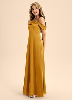 Azazie Anselie Junior Vestido de Caramelo de Satén Elástico de Corte En A con Vestidos sin tirantes image6