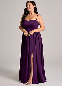 Azazie Calianna Bridesmaid Dresses Grape A-Line Off the Shoulder Stretch Satin Convertible Dress image10