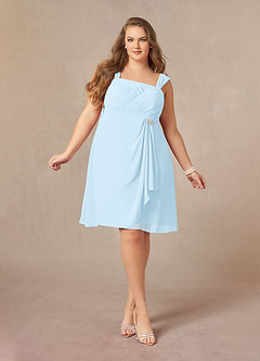 Azazie Olivia Mother of the Bride Dresses Sky Blue A-Line Square Neckline Pleated Chiffon Dress image9