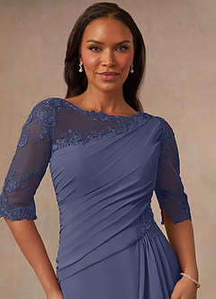 Azazie Dionysus Mother of the Bride Dresses A-Line Boatneck Lace Chiffon Floor-Length Dress image10