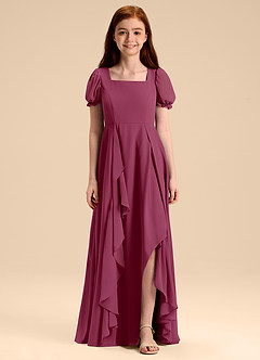 Azazie Priya Junior Abito A-Line in Chiffon Blusa Gelso image3