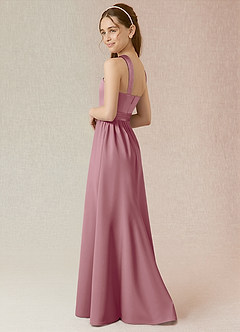 Azazie Jiya Junior Vintage Mauve A-Line Pleated Stretch Satin Dress image3