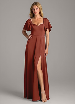 Azazie Chloe At-home Try On Dresses Matcha A-Line Sweetheart Neckline Stretch Satin Dress image1