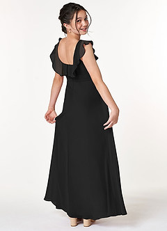 Azazie Jinny Junior Black A-Line Ruched Chiffon Dress image2