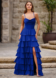 Rhythm Royal Blue Ruffled A-line Prom Dress image7