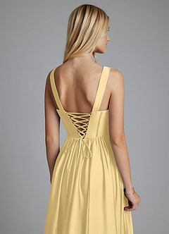 Azazie Delmie Brautjungfernkleider Eine Linie Korsett Stretch-Satin Kleid Butter image3