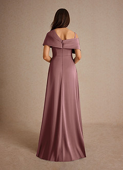 Azazie Milton Mother of the Bride Dresses Vintage Mauve A-Line Pleated Stretch Satin Dress image4