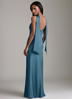 Azazie Cassiana Bridesmaid Dresses Bermuda Mermaid Pleated Stretch Satin Dress image2