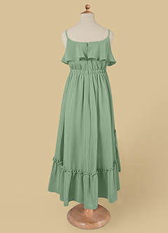 Azazie Karmen Abiti da Ragazza di Fiori Abito A-Line in Chiffon Increspato Matcha image7