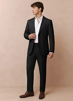 front Owen Black Lightweight Tailored Trousers Suit