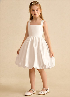 Azazie Nirvana Robe Demoiselle D'honneur Fillette Robe Princesse en Mat Satiné Rayé Albâtre Blanc image5