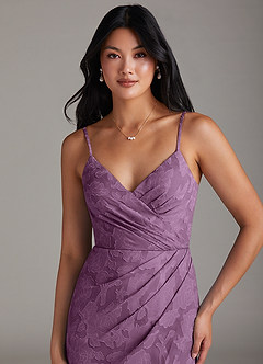 Azazie Maci Bridesmaid Dresses Wisteria Sheath Pleated Floral Burnout Dress image5