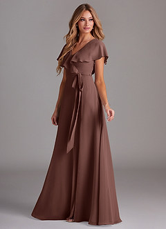 Azazie Lainey Bridesmaid Dresses Espresso A-Line with Pockets Chiffon Dress image5