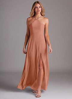 Azazie Bailey Bridesmaid Dresses MAI TAI A-Line Halter Side Slit Chiffon Dress image4