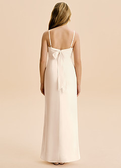 Azazie Mai Junior White Alabaster Sheath Pleated Chiffon Dress image2