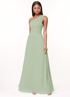 Azazie Ashley Bridesmaid Dresses Dusty Sage A-Line Ruched Chiffon Dress image1