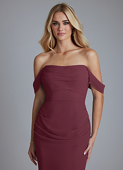 Azazie Luiza Brudtärnklänningar Klä av Sjöjungfru i Chiffong Av axeln Cabernet image6