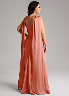 Azazie Kinsley Bridesmaid Dresses Coral Mermaid Side Slit Stretch Satin Dress image9