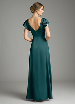 Azazie Omari Bridesmaid Dresses Pine A-Line Stretch Satin Dress image2