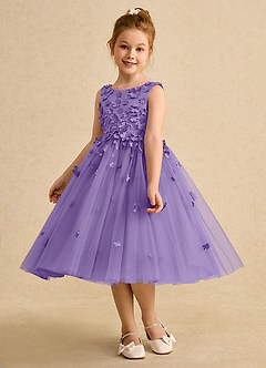 Azazie Lana Flower Girl Dresses Tahiti A-Line Sleeveless Matte Satin Dress image3