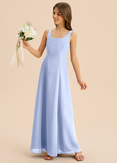 Azazie Lambie Junior Ice A-Line Pleated Chiffon Dress image7