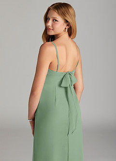 Azazie Mai Junior Matcha Sheath Pleated Chiffon Dress image6