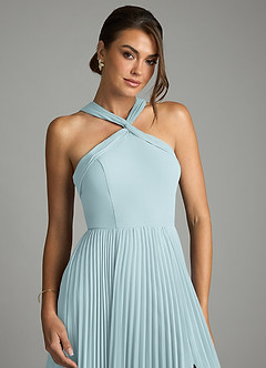 Azazie Afra Abiti da Damigella Abito A-Line in Chiffon Plissettato Nebbia image5