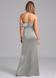 Azazie Lisbeth Bridesmaid Dresses Silver Mermaid Off the Shoulder Stretch Satin Convertible Dress image7