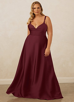 Christian Siriano Bridal for Azazie 1001 Brautjungfernkleider A-Linie Herzausschnitt Stretch-Satin Kleid Cabernetrot image11