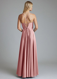 Azazie Alaia Suknie dla druhen Linia A Gorset Satyna elastyczna Do ziemi Sukienka image3