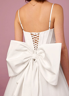 Barbie ♥ Azazie Wedding Dresses Diamond White A-Line Pleated Tulle Dress image2