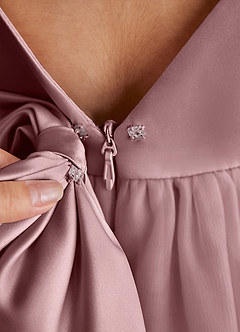 Azazie Twinkle Toes vestidos de niña de las flores Vestido de Rosa Polvorienta de Tul de Corte En A con Lazo image6