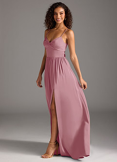 Azazie Zeya Bridesmaid Dresses Vintage Mauve A-Line Pleated Stretch Satin Dress image7
