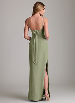 Azazie Mai Bridesmaid Dresses Pistachio Sheath Pleated Chiffon Dress image2
