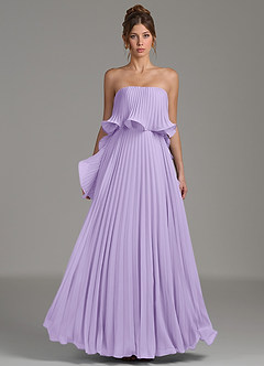 Azazie Alexia Robes de demoiselle d'honneur Robe Trapèze en Mousseline de soie Rayé Lilas image4