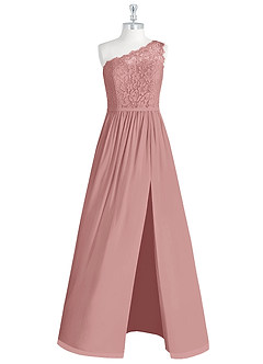 Azazie Demi Bridesmaid Dresses Dusty Rose A-Line One Shoulder Chiffon Dress image7