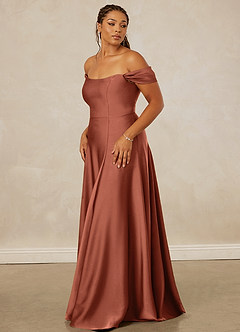 Christian Siriano Bridal for Azazie 1002 Bridesmaid Dresses Clay A-Line Off the Shoulder Stretch Satin Convertible Dress image12