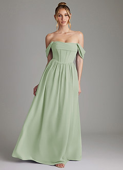 Azazie Caterina Bridesmaid Dresses Dusty Sage A-Line Corset Chiffon Dress image1
