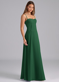 Azazie Valentine Bridesmaid Dresses Dark Green A-Line Corset Chiffon Dress image5