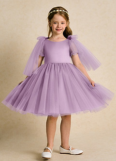 Azazie Duchess Flower Girl Dresses Wisteria A-Line with Sleeves Tulle Dress image7
