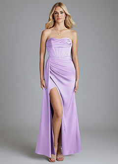 Azazie Amyra Bridesmaid Dresses Lilac Mermaid Off the Shoulder Stretch Satin Convertible Dress image1