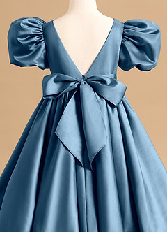 Azazie Jellybean Flower Girl Dresses Bermuda Ball-Gown Ruched Matte Satin Dress image5