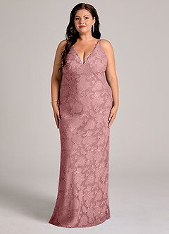 Azazie Tianna Robes de demoiselle d'honneur Robe Fourreau en Blumen-Burnout Dentelle Rose Poussiéreuse image8