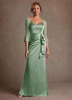 Azazie Nampa Abiti per la Madre della Sposa Abito Tubino in Maglia Plissettato Matcha image1